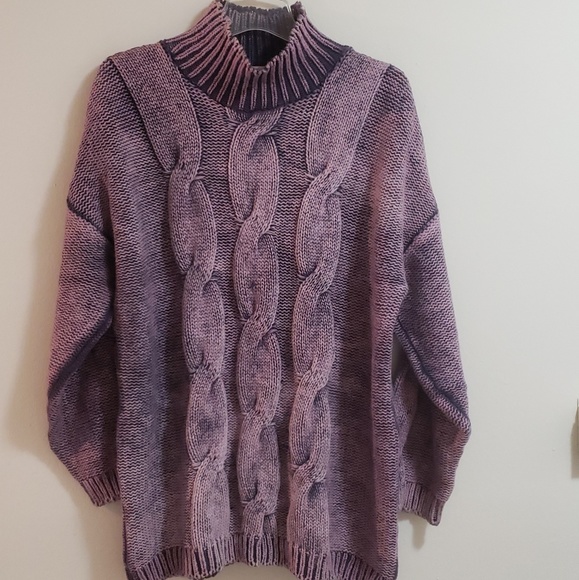 525 Sweaters - Cable Knit Sweater, 525, Purple, Sz M/L